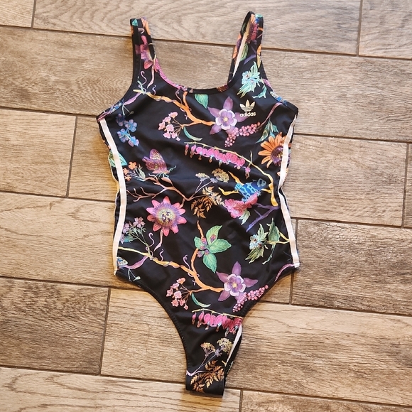 Adidas originals poisonous garden size small 3 stripe body/swim suit - Picture 2 of 9